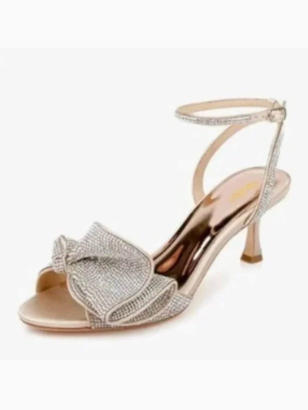 Milooey Shoe Rhinestone Bow Sandal Crystal Ankle Strap Kitten Heel Party Shoe